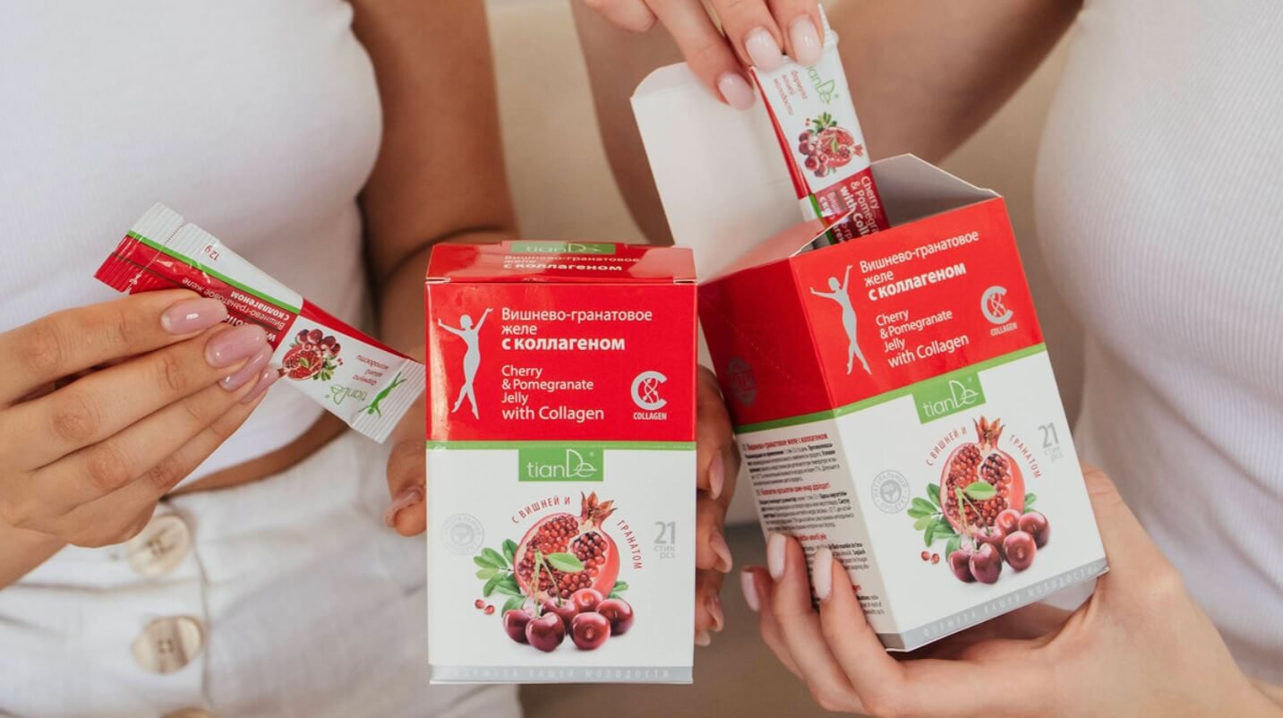 Желе с колаген, череша и нар